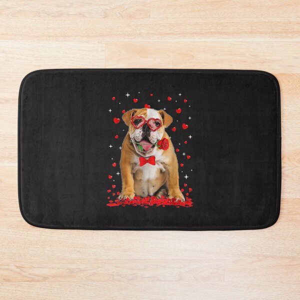 Item preview, Cute English Bulldog Dog Glasses Heart Flower Valentine designed and sold by virnmjan.