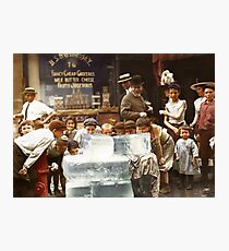 Licking blocks of ice during heat wave in New York, July, 1911 Photographic Print