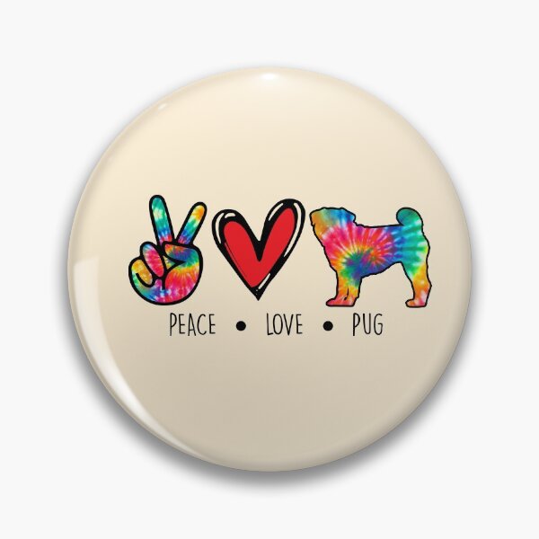 Artikelvorschau, Pug Dog Tie  Dye Peace Love Dog Mom  entworfen und verkauft von rafaeltto.