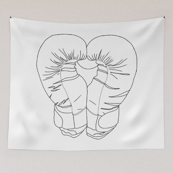 Item preview, Black Boxing Gloves Line Art such as Heart - Pair of Boxing Gloves designed and sold by Mrs-PenLine.