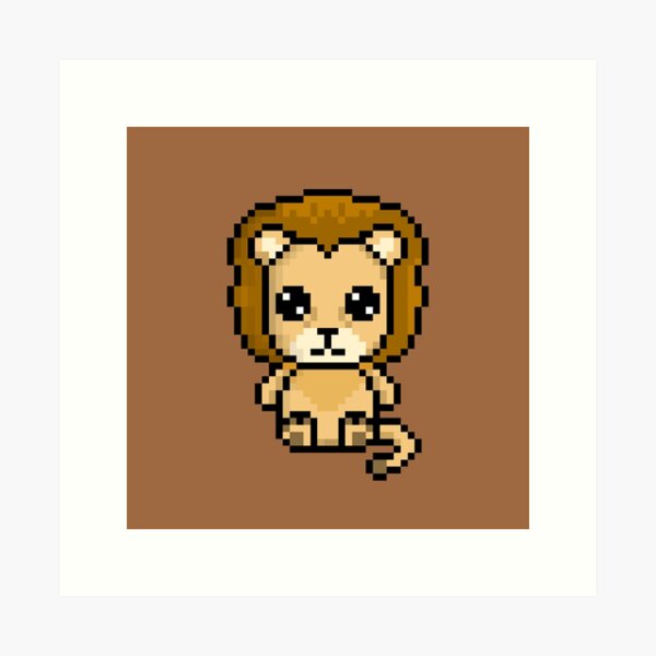 Cute Lion (Chibi Pixel Animal Character) Art Print