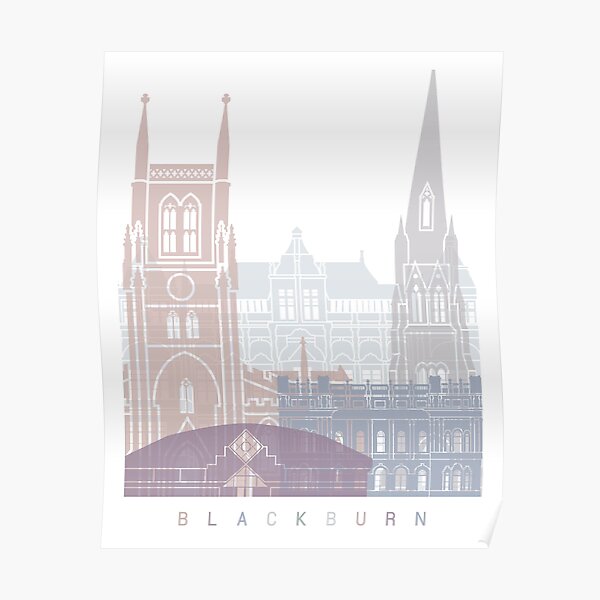 Blackburn Skyline Poster Pastel Poster For Sale By Paulrommer Redbubble