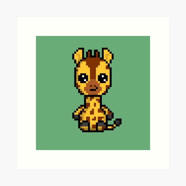 Cute Giraffe (Chibi Pixel Animal Character) Art Print