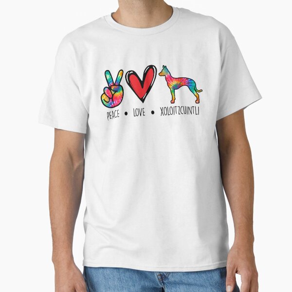 Vista previa del artículo con la obra «Xoloitzcuintli dog Tie  Dye Peace Love Dog Mom », diseñado y vendido por rafaeltto.