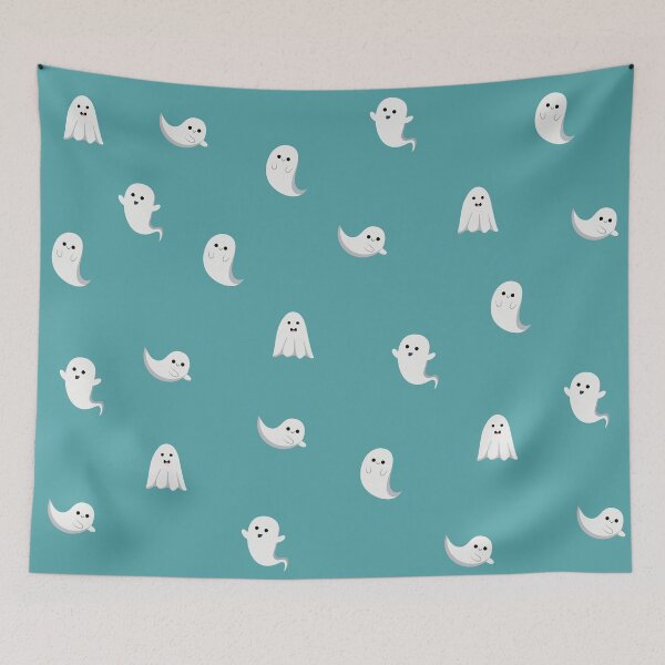 Item preview, Cute Little Ghost with blue background  designed and sold by RMelissart.