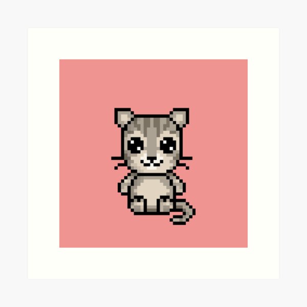 Cute Cat (Chibi Pixel Animal Character) Art Print