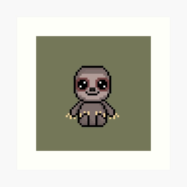 Cute Sloth (Chibi Pixel Animal Character) Art Print