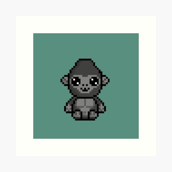 Cute Gorilla (Chibi Pixel Animal Character) Art Print