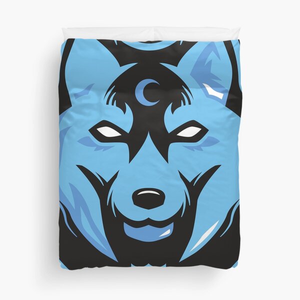 Blue Werewolf with moon patch Duvet Cover