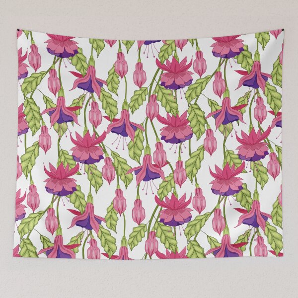 Item preview, Fuchsia Flowers Pattern designed and sold by Ayesha Saleem.