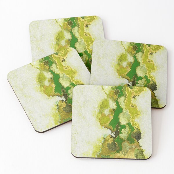 Artikelvorschau, Abstract, painting, vertical fields, white, gold, green entworfen und verkauft von Svitac.