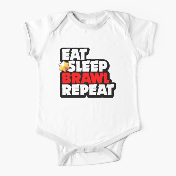 eat sleep brawl repeat Short Sleeve Baby One-Piece