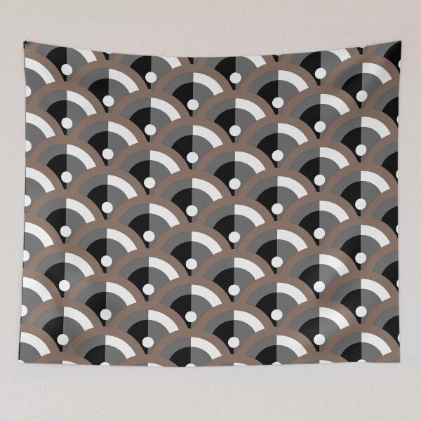 Item preview, Brown Gray Black and White Scallop Dot Pattern Pairs DE 2022 Trending Color Wandering Road DE6076 designed and sold by ColorOfTheYears.