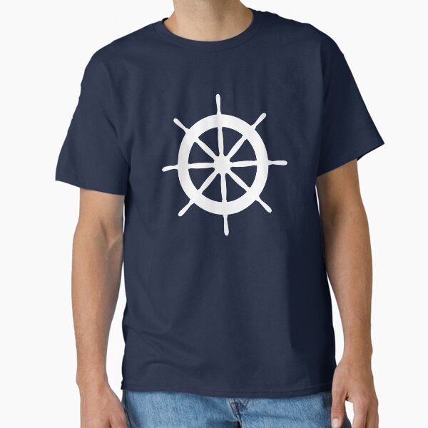 Item preview, White Ship Steering Wheel On Navy Blue designed and sold by rewstudio.