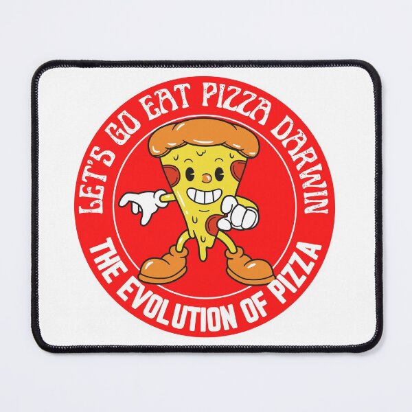 Item preview, Let's Go Eat Pizza Darwin Funny The Evolution Of Pizza Round Sticker designed and sold by RGRamsey.