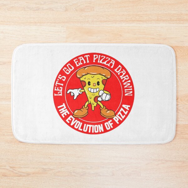 Item preview, Let's Go Eat Pizza Darwin Funny The Evolution Of Pizza Round Sticker designed and sold by RGRamsey.