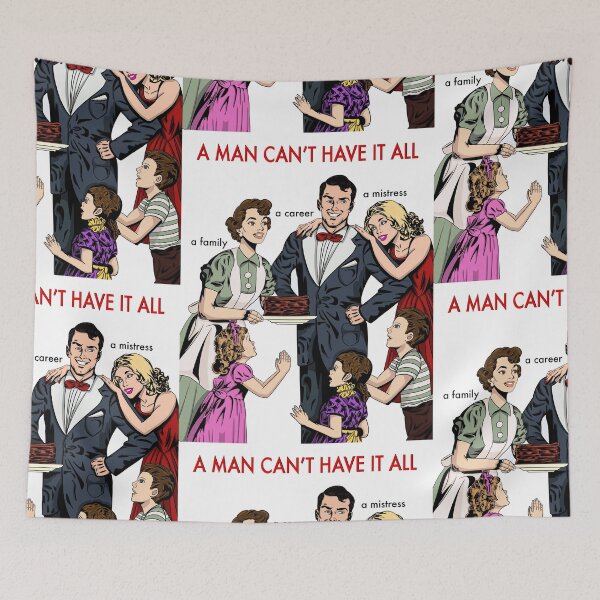Item preview, A Man Can't Have It All - retro nuclear family parody designed and sold by gaslight-n.