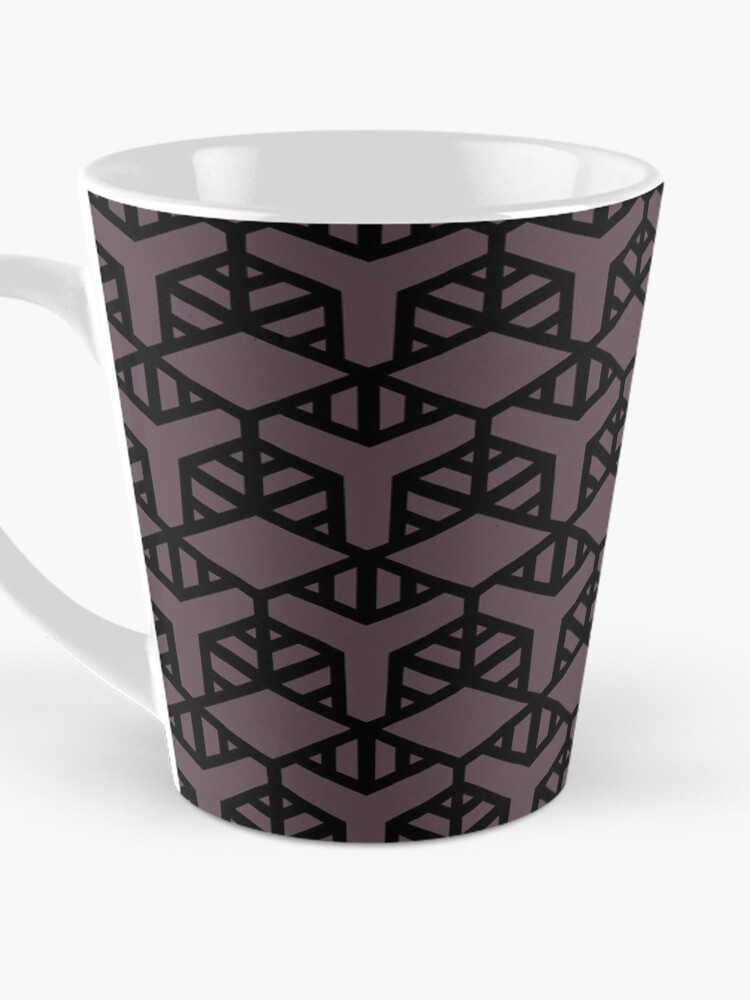 Thumbnail 3 von 4, Kaffeebecher, Black and Dark Purple Shape Tile Pattern 2 Pairs DE 2022 Trending Color Grapes of Wrath DET409 designt und verkauft von ColorOfTheYears.