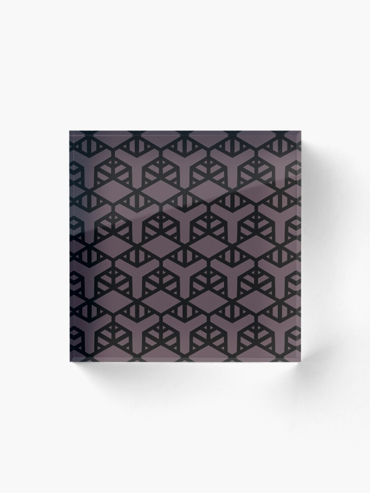 Thumbnail 1 von 5, Acrylblock, Black and Dark Purple Shape Tile Pattern 2 Pairs DE 2022 Trending Color Grapes of Wrath DET409 designt und verkauft von ColorOfTheYears.