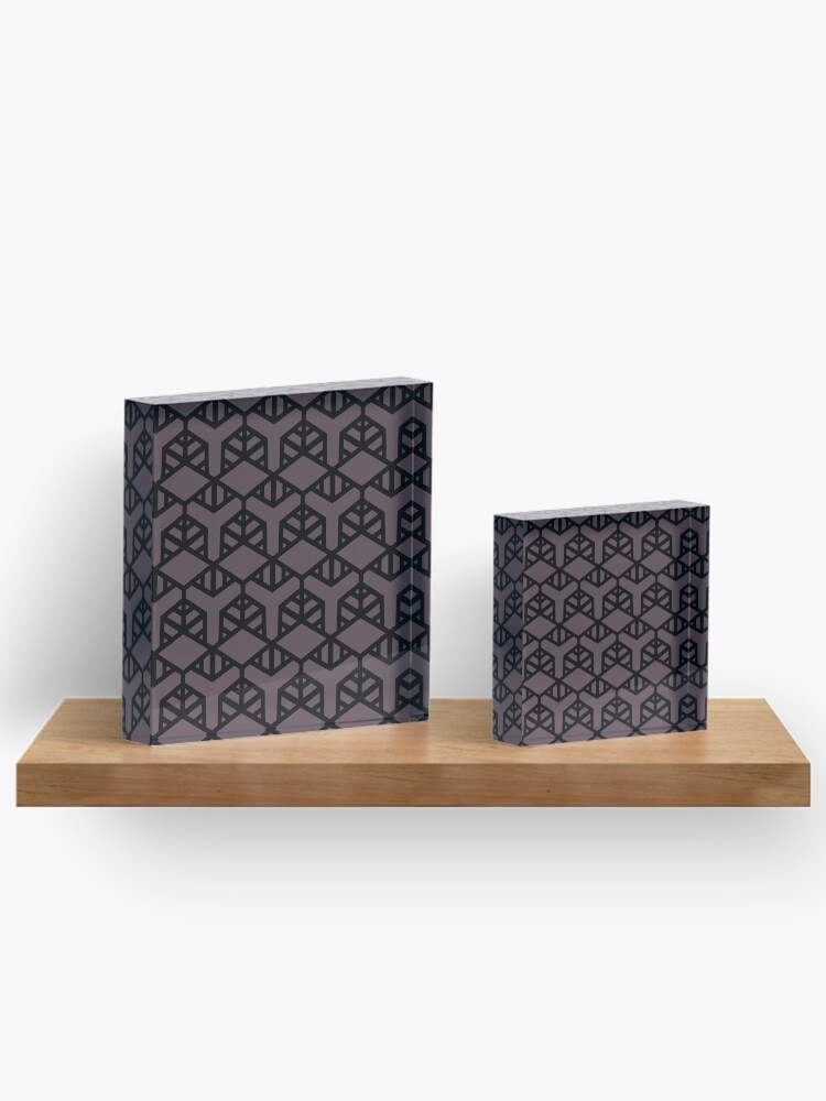 Thumbnail 3 von 5, Acrylblock, Black and Dark Purple Shape Tile Pattern 2 Pairs DE 2022 Trending Color Grapes of Wrath DET409 designt und verkauft von ColorOfTheYears.