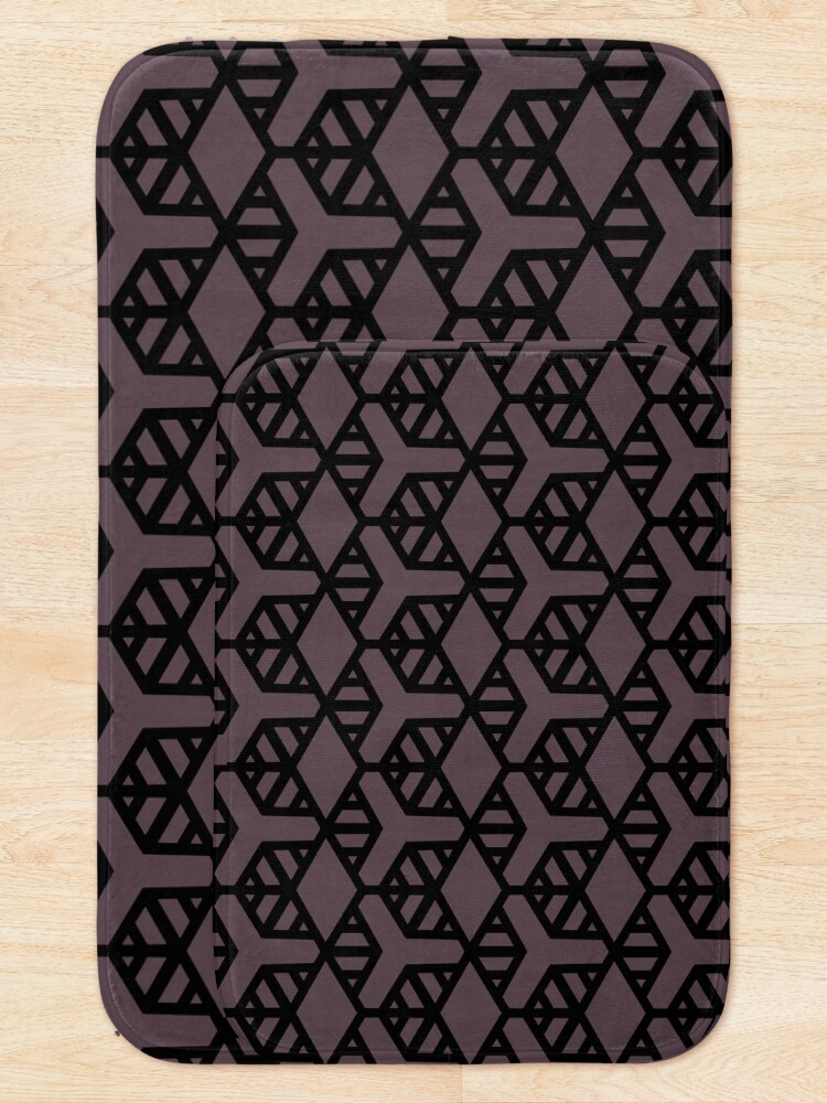 Thumbnail 5 von 6, Badematte, Black and Dark Purple Shape Tile Pattern 2 Pairs DE 2022 Trending Color Grapes of Wrath DET409 designt und verkauft von ColorOfTheYears.