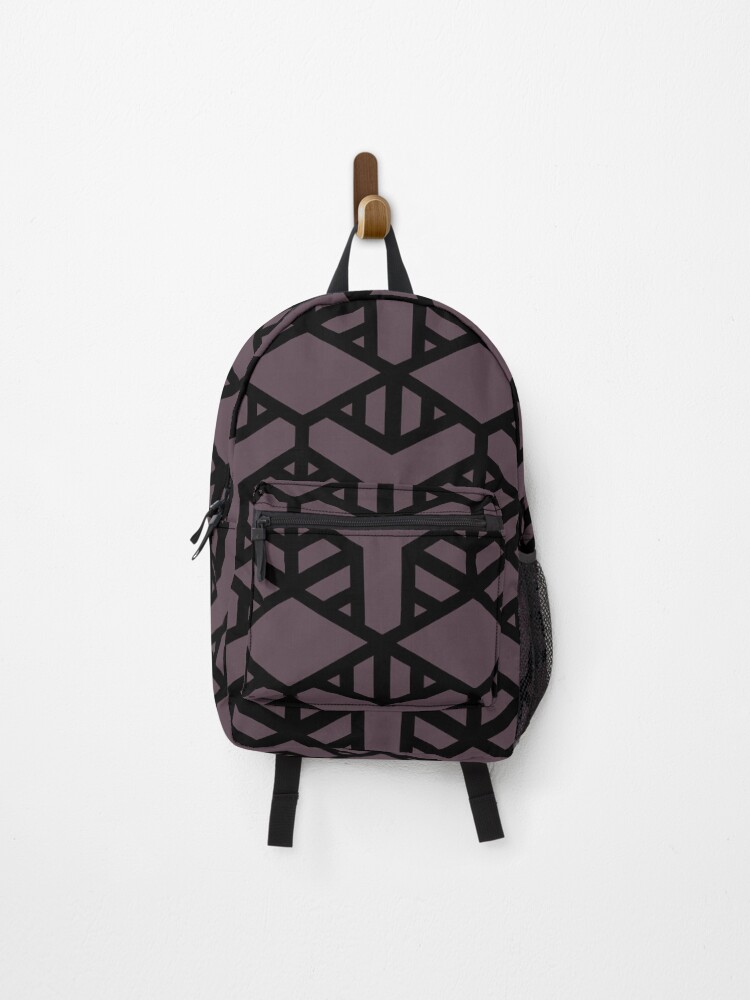 Thumbnail 1 von 3, Rucksack, Black and Dark Purple Shape Tile Pattern 2 Pairs DE 2022 Trending Color Grapes of Wrath DET409 designt und verkauft von ColorOfTheYears.