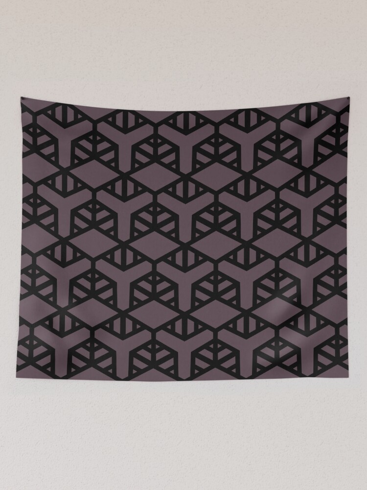 Thumbnail 2 von 3, Wandbehang, Black and Dark Purple Shape Tile Pattern 2 Pairs DE 2022 Trending Color Grapes of Wrath DET409 designt und verkauft von ColorOfTheYears.