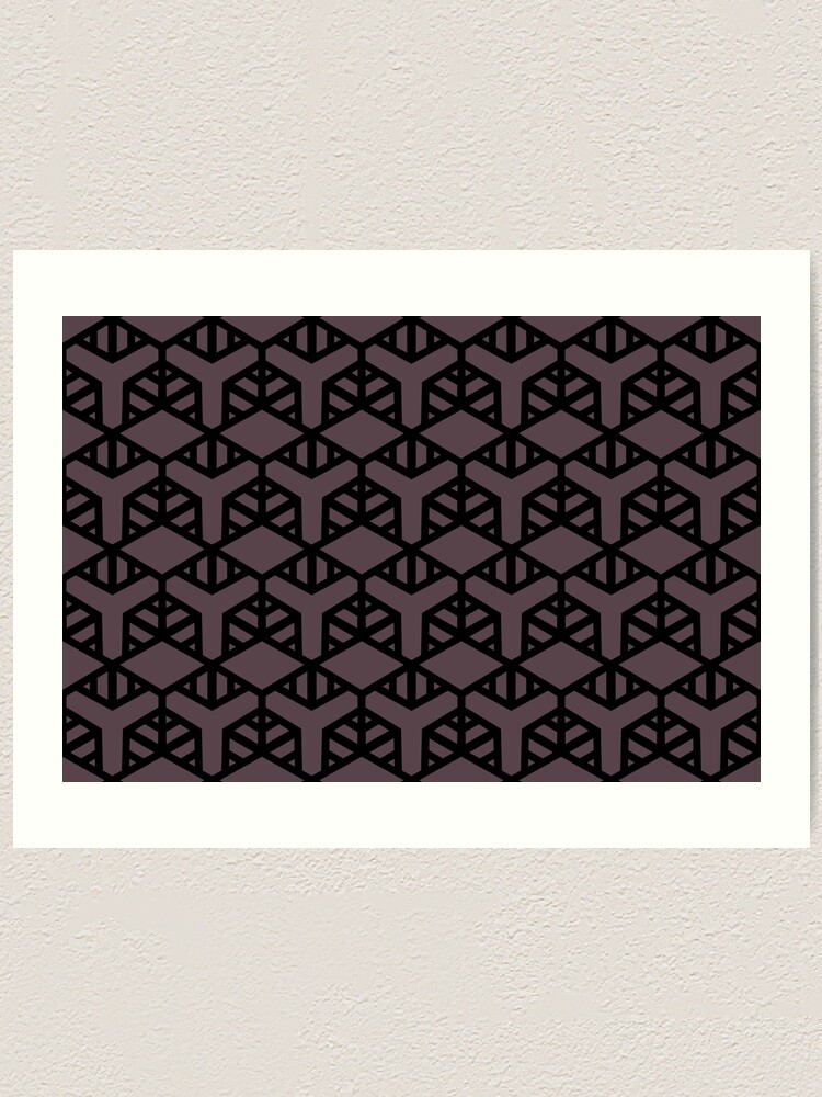 Thumbnail 1 von 3, Kunstdruck, Black and Dark Purple Shape Tile Pattern 2 Pairs DE 2022 Trending Color Grapes of Wrath DET409 designt und verkauft von ColorOfTheYears.