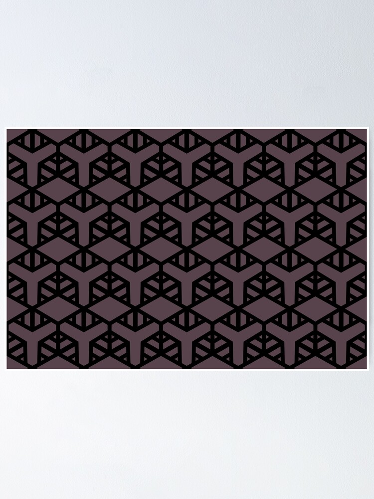 Thumbnail 1 von 3, Poster, Black and Dark Purple Shape Tile Pattern 2 Pairs DE 2022 Trending Color Grapes of Wrath DET409 designt und verkauft von ColorOfTheYears.