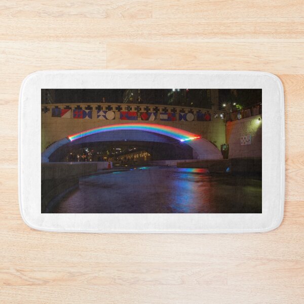 Item preview, The Cheonggyecheon Stream at Gwangtonggyo Bridge at night, Seoul, South Korea designed and sold by SnapTPhotograph.
