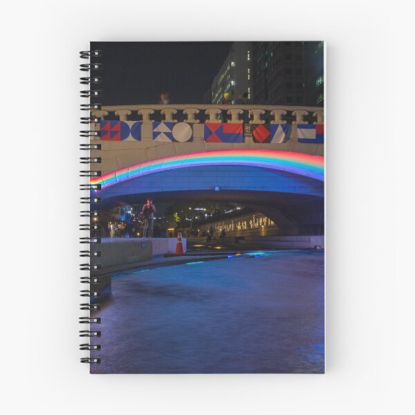 Item preview, The Cheonggyecheon Stream at Gwangtonggyo Bridge at night, Seoul, South Korea designed and sold by SnapTPhotograph.
