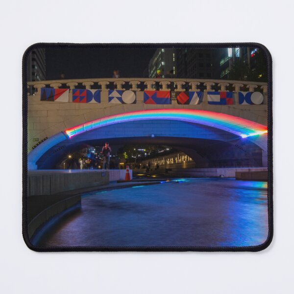 Item preview, The Cheonggyecheon Stream at Gwangtonggyo Bridge at night, Seoul, South Korea designed and sold by SnapTPhotograph.