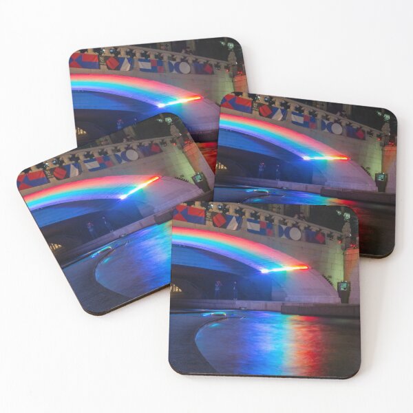Item preview, A rainbow reflecting on the Cheonggyecheon Stream at Gwangtonggyo Bridge designed and sold by SnapTPhotograph.