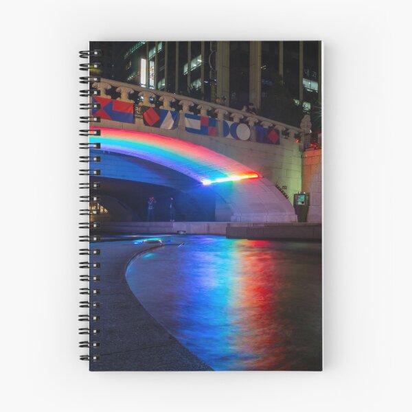 Item preview, A rainbow reflecting on the Cheonggyecheon Stream at Gwangtonggyo Bridge designed and sold by SnapTPhotograph.