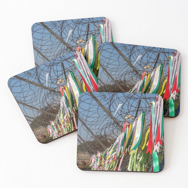 Item preview, Prayer ribbons attached to a barb wire fence at the Korean Demilitarized Zone designed and sold by SnapTPhotograph.