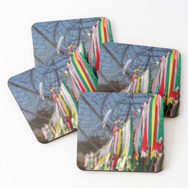 Item preview, Prayer ribbons attached to a barb wire fence at the Korean Demilitarized Zone designed and sold by SnapTPhotograph.