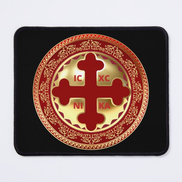 Item preview, Greek Orthodox Cross Red Gold Ornate ICXC NIKA designed and sold by Yiorgos Designs.