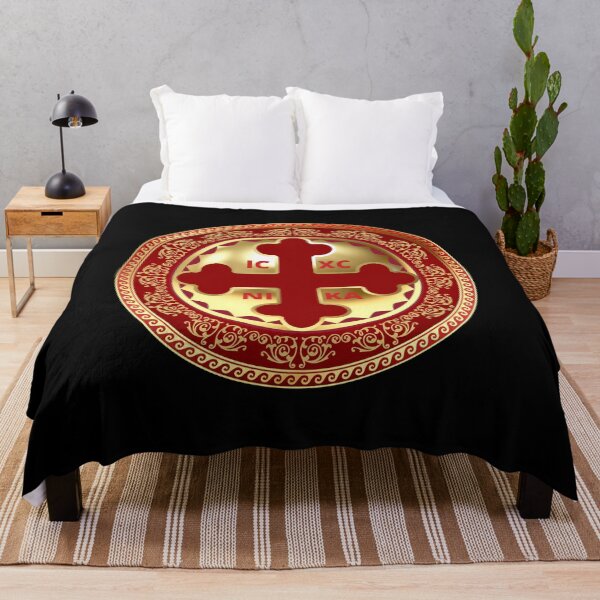 Item preview, Greek Orthodox Cross Red Gold Ornate ICXC NIKA designed and sold by Yiorgos Designs.