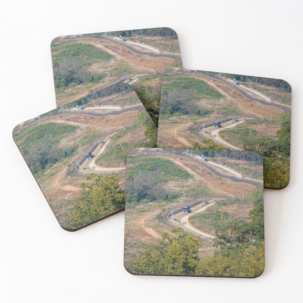 Item preview, Highly fortified border fence at the Korean DMZ, with watch towers, South Korea designed and sold by SnapTPhotograph.