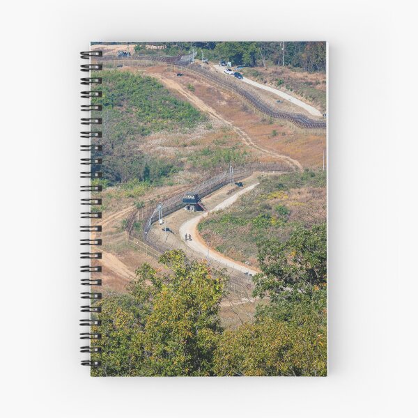 Item preview, Highly fortified border fence at the Korean DMZ, with watch towers, South Korea designed and sold by SnapTPhotograph.
