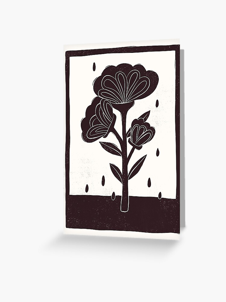 Folk Art Style Flowers Dark Print