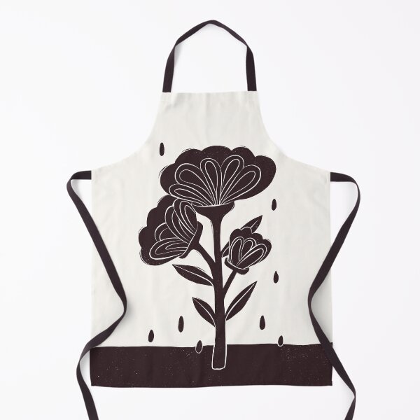 Item preview, Scandinavian folk art flower linocut style illustration designed and sold by behindtheclouds.