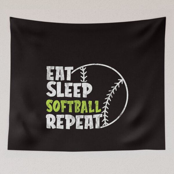 Item preview, Eat Sleep Softball Repeat Cute Vintage Softball designed and sold by ACHRAF877.