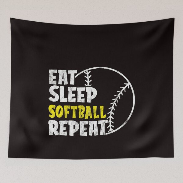 Item preview, Eat Sleep Softball Repeat Cute Vintage Softball designed and sold by ACHRAF877.