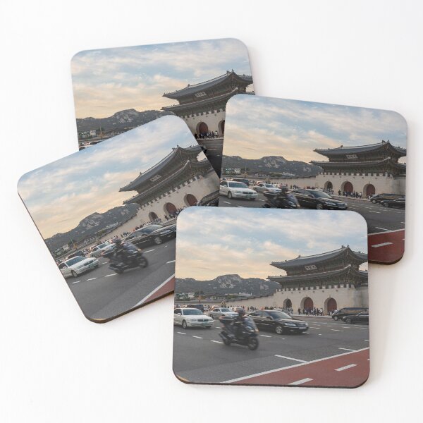 Item preview, Gwanghwamun Gate at Gyeongbokgung Palace at sunset, by the traffic at sajik-ro, Seoul, South Korea designed and sold by SnapTPhotograph.