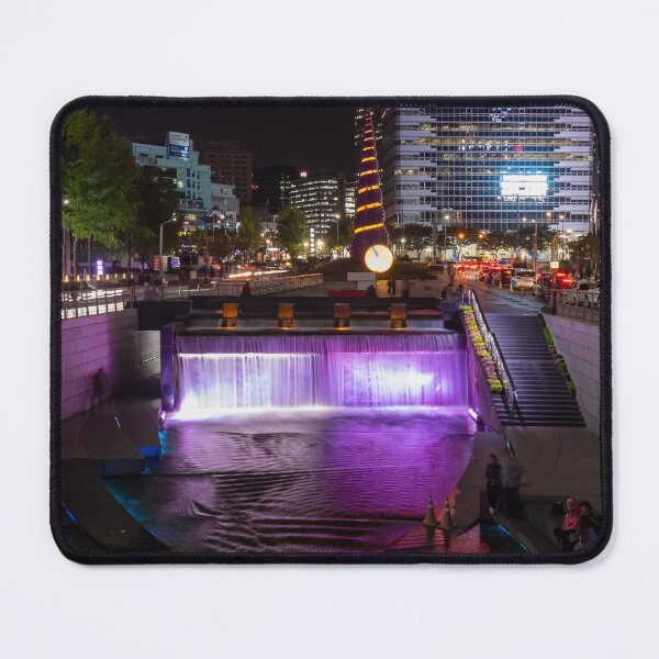 Item preview, Cheonggye Plaza and the Cheonggyecheon Stream at night, Seoul, South Korea designed and sold by SnapTPhotograph.
