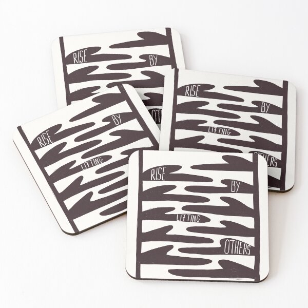 Item preview, Minimalist We rise by lifting others linocut style illustration designed and sold by behindtheclouds.