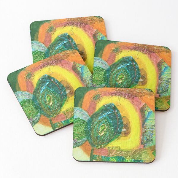 Item preview, colourful abstract in yellow, blue, green and orange designed and sold by Claire Cooper-Walsh.