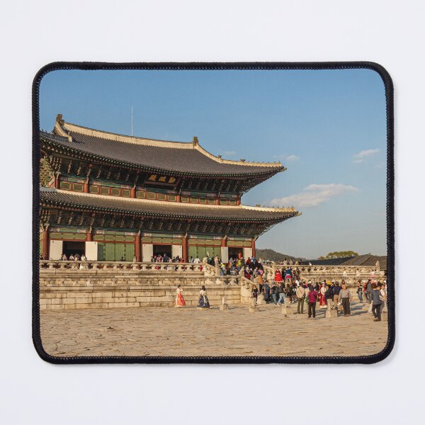 Item preview, Tourists queuing to enter Gyeongbokgung Palace on an autumn day in Seoul, South Korea designed and sold by SnapTPhotograph.