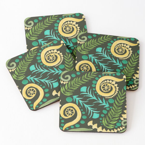 Item preview, Watercolor Botanical Motifs - Greens, Blues and Yellows designed and sold by PaintInTheNight.